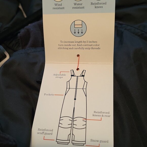 Boys or Girls Black Snow Bib Size M NWT Cat & Jack - Picture 5 of 6